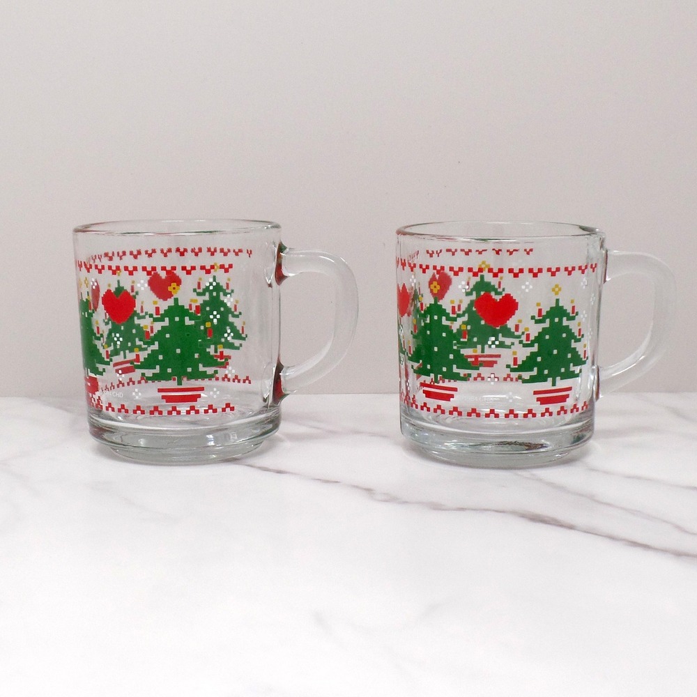 Vintage Anchor Hocking Glass Mug, CHD Cross-Stitch Christmas (1984)